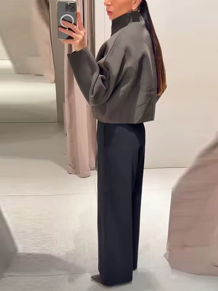 Casual Oversized Zip Front Jacket