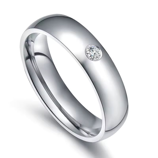 Classic Smooth Band with Solitaire Crystal