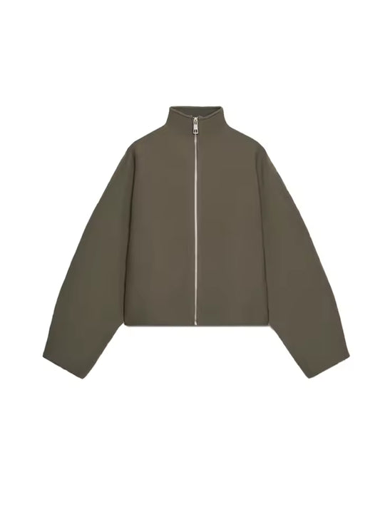 Casual Oversized Zip Front Jacket