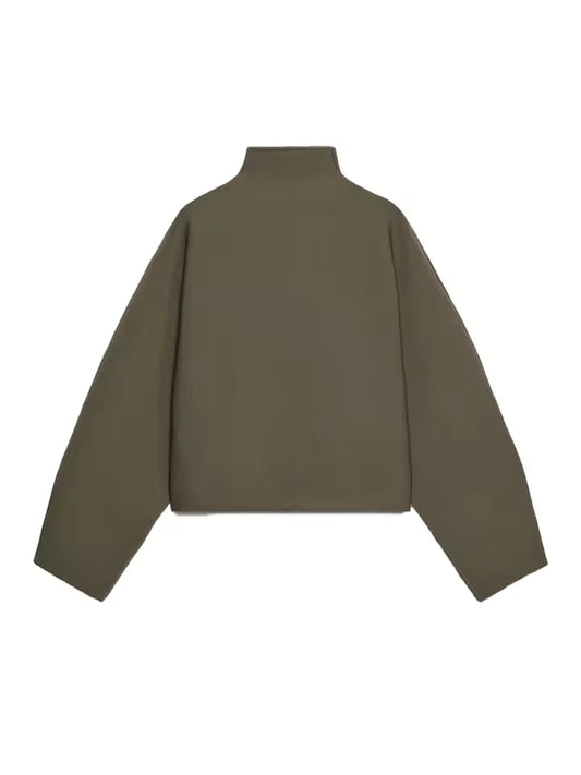 Casual Oversized Zip Front Jacket